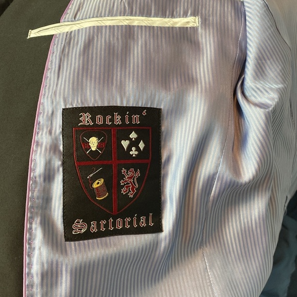 Rockin Sartorial  Roma Classic 2 Button Suit Black  Size 36 S - Picture 11 of 15